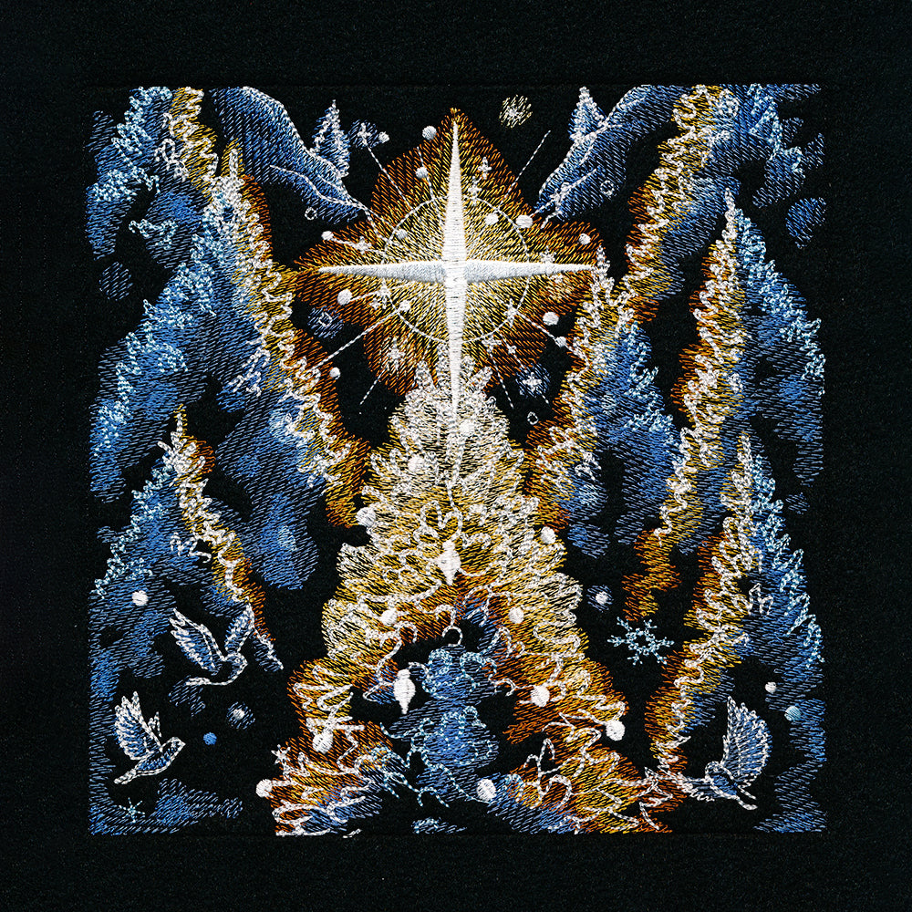 Magical Christmas Moonlit Forest Panel Scene