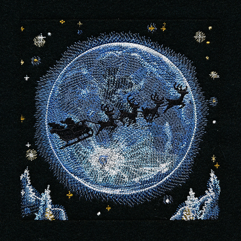 Magical Christmas Moonlit Forest Panel Scene