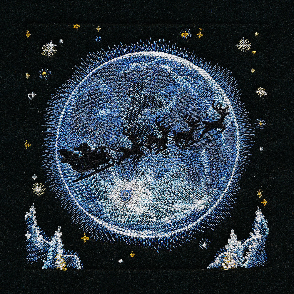 Magical Christmas Moonlit Forest Panel Scene