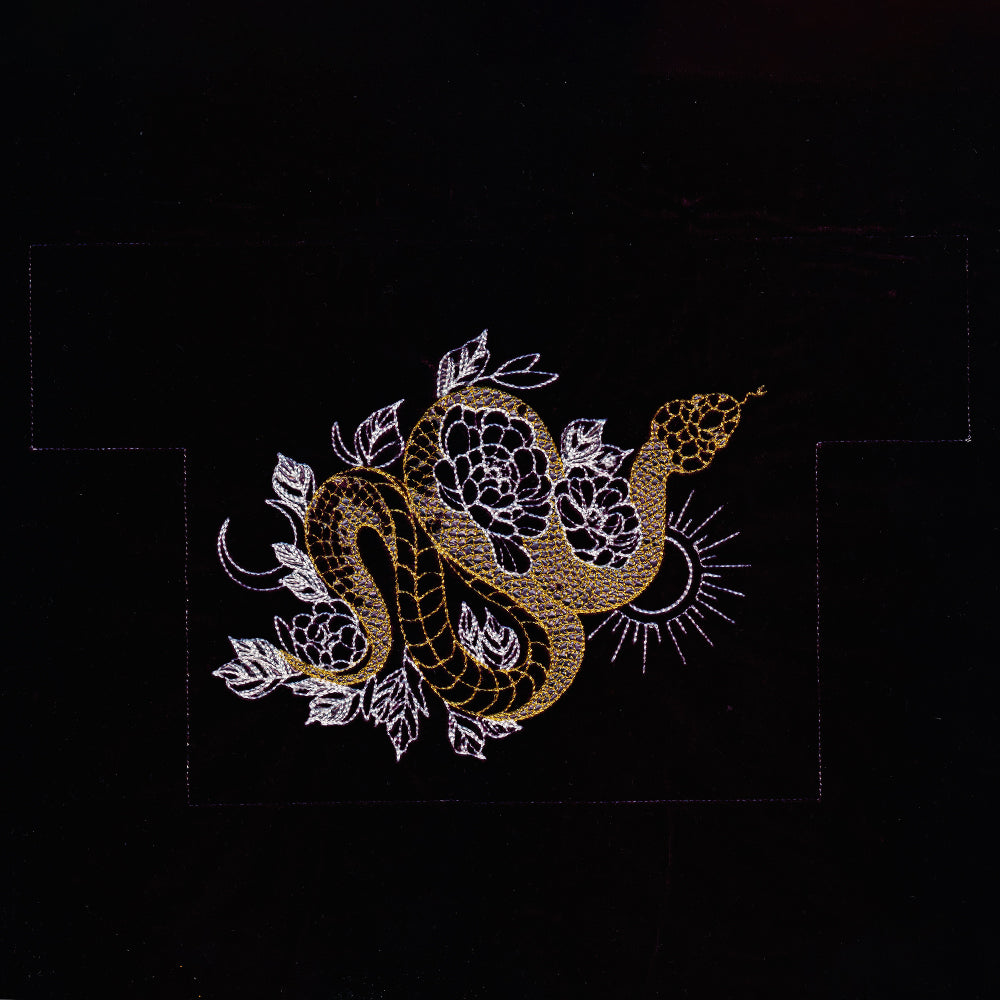 Gilded Snake in Blooms 3D Makeup Bag