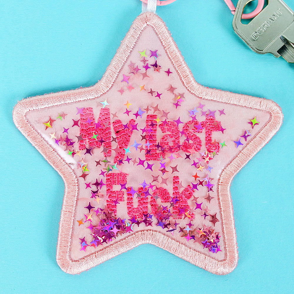 Y2K Glitter Shaker Keychain - Star (In-the-Hoop)
