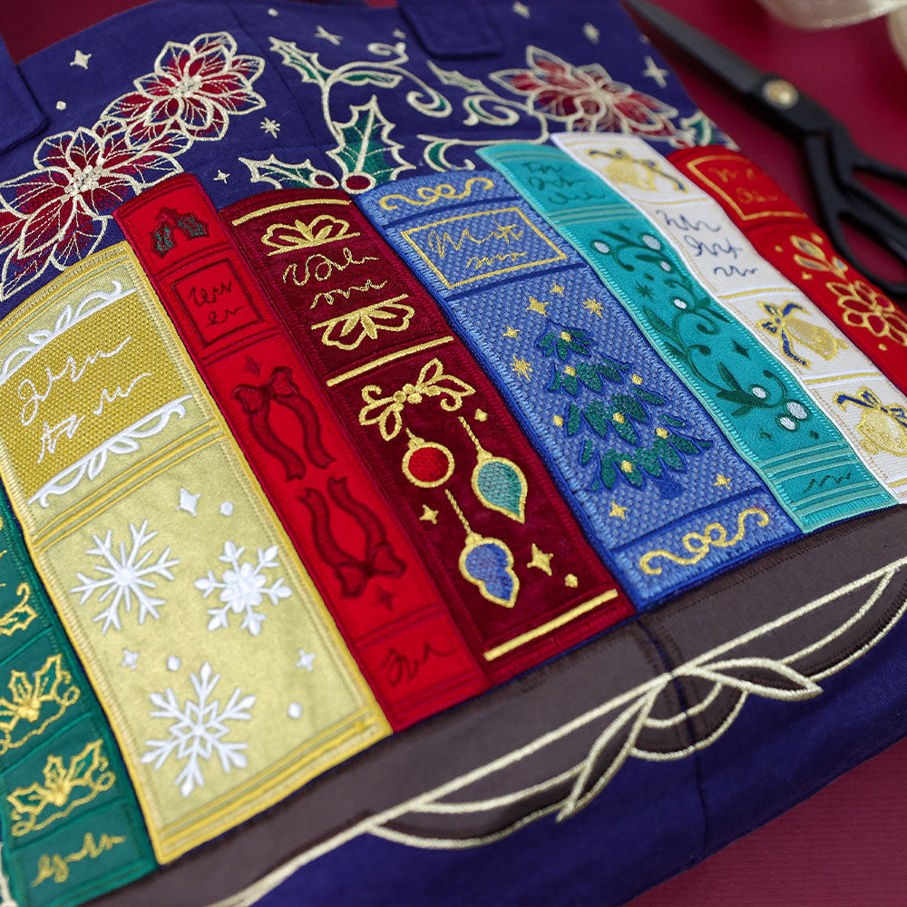 Gilded Christmas Books & Blooms (Applique)