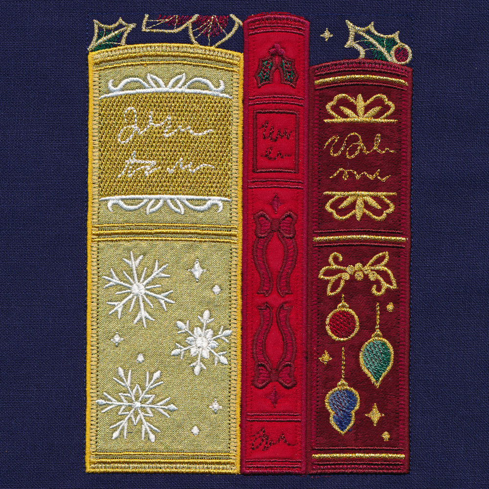 Gilded Christmas Books & Blooms (Applique)