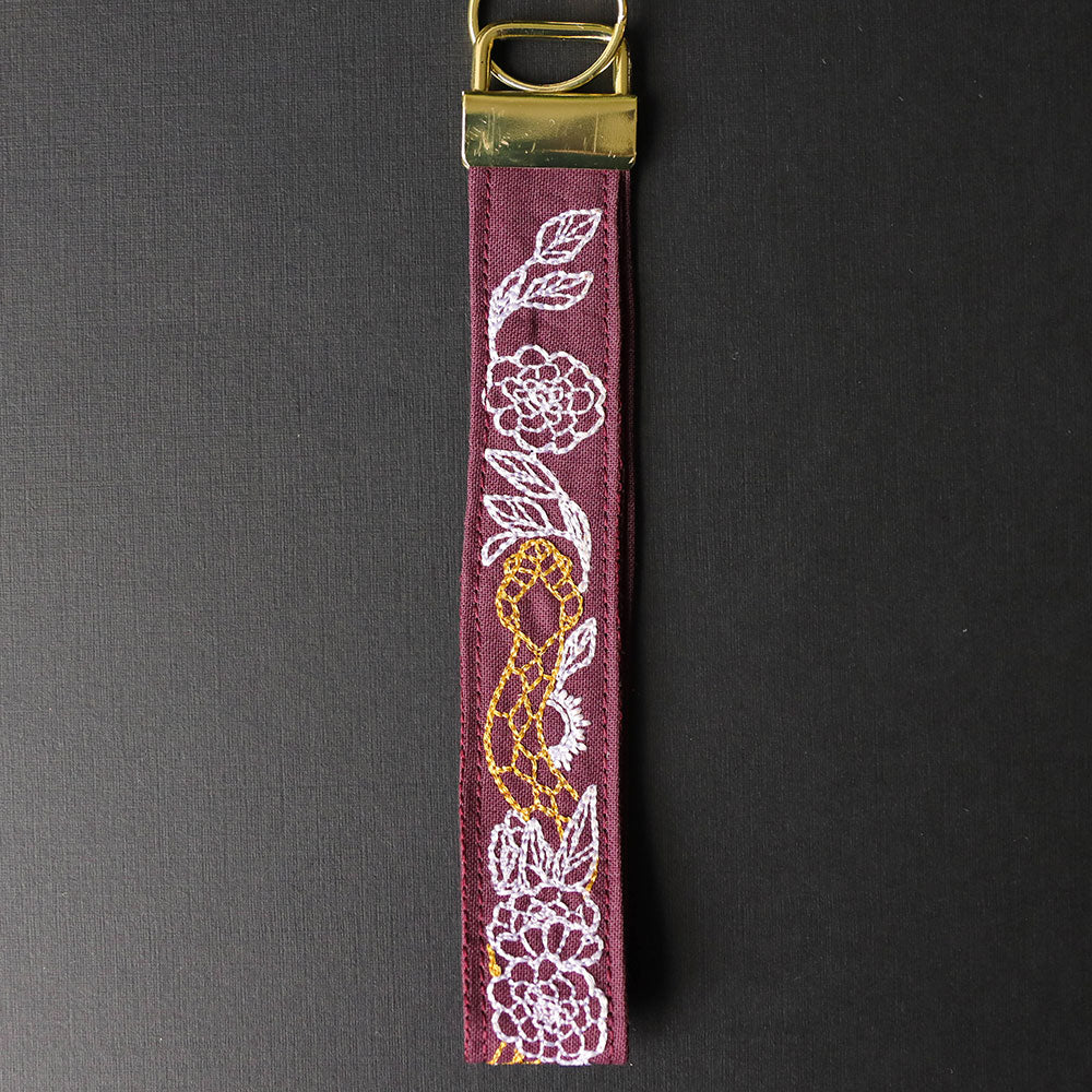 Gilded Snake in Blooms Wristlet Strap (In-the-Hoop)