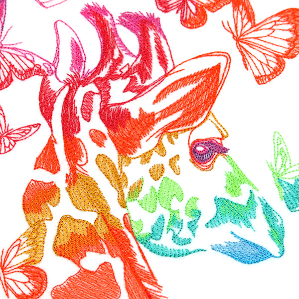 Rainbow Giraffe with Butterflies