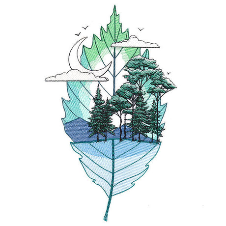 Dreamy Forest Leaf Silhouette Scene