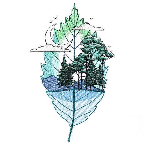 Dreamy Forest Leaf Silhouette Scene