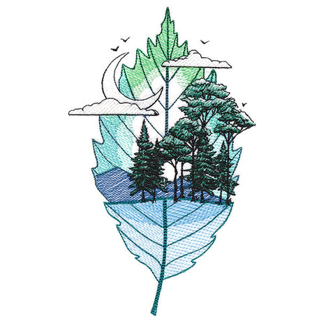 Dreamy Forest Leaf Silhouette Scene