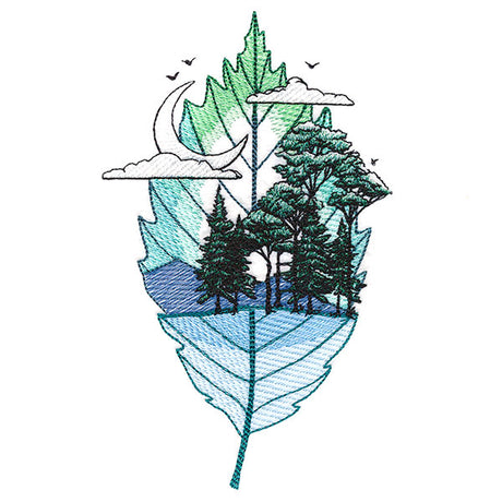 Dreamy Forest Leaf Silhouette Scene