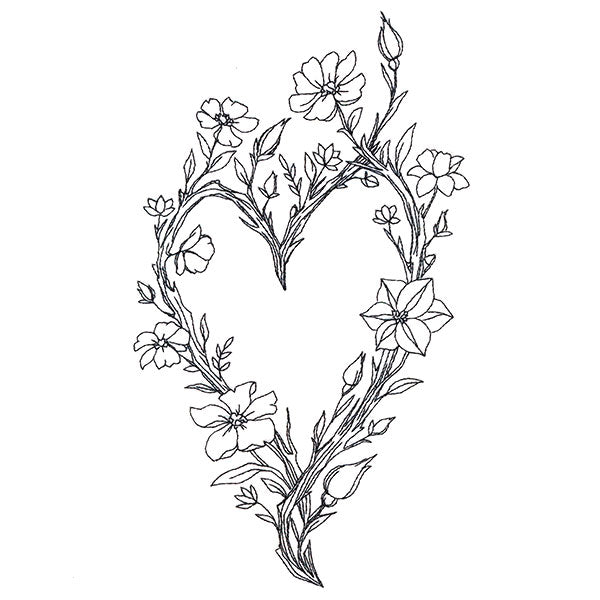 Wildflowers and Thorns Heart Wreath