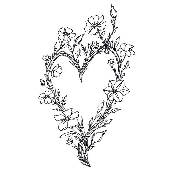 Wildflowers and Thorns Heart Wreath