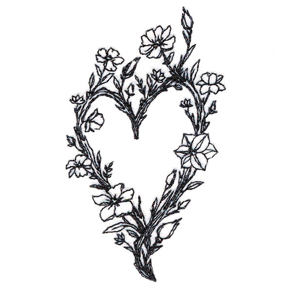 Wildflowers and Thorns Heart Wreath