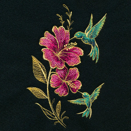 Glimmering Garden - Hummingbirds and Hibiscus