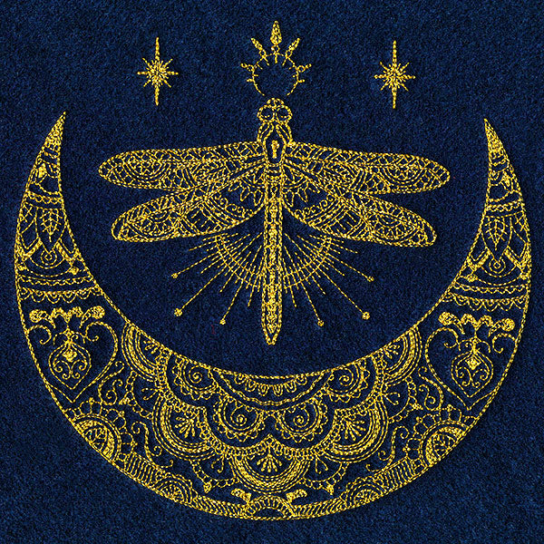 Mehndi Magic Dragonfly Crescent Moon
