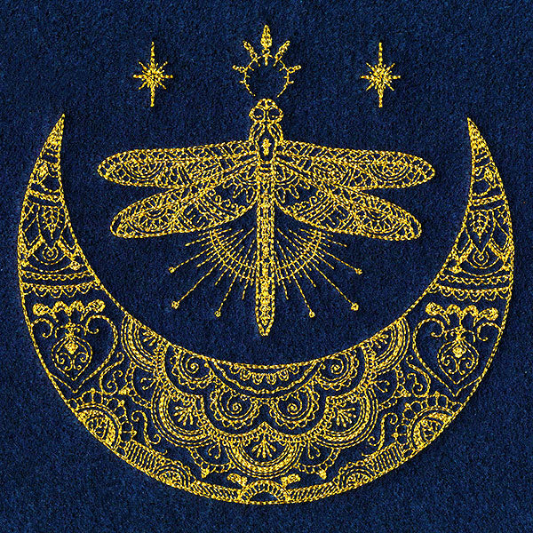Mehndi Magic Dragonfly Crescent Moon