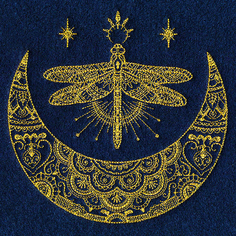 Mehndi Magic Dragonfly Crescent Moon