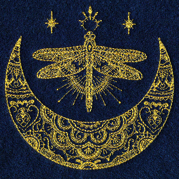 Mehndi Magic Dragonfly Crescent Moon