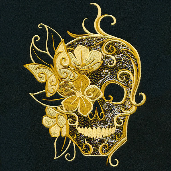 Butterfly and Blooms Skull