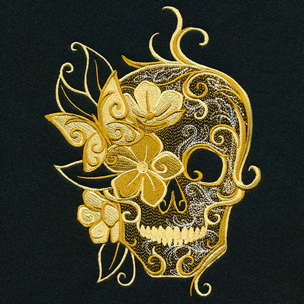 Butterfly and Blooms Skull