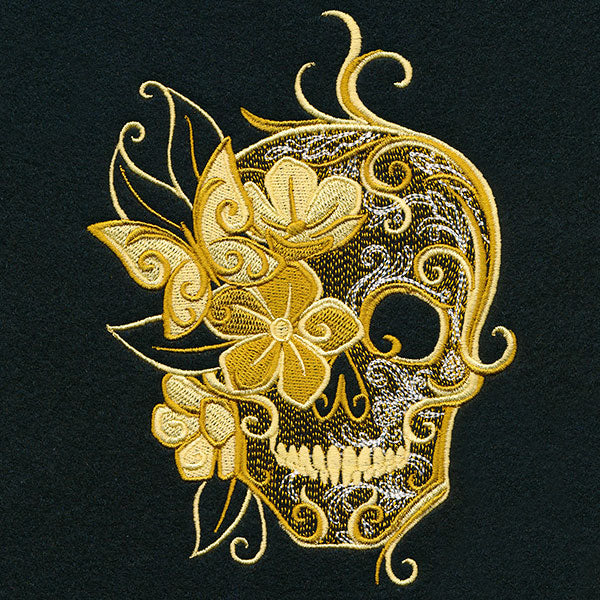 Butterfly and Blooms Skull