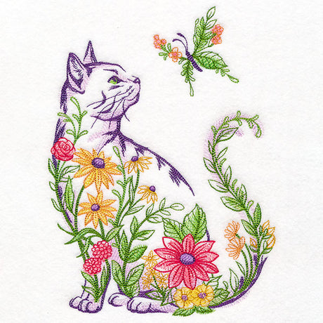 Wildflower Cat and Butterfly