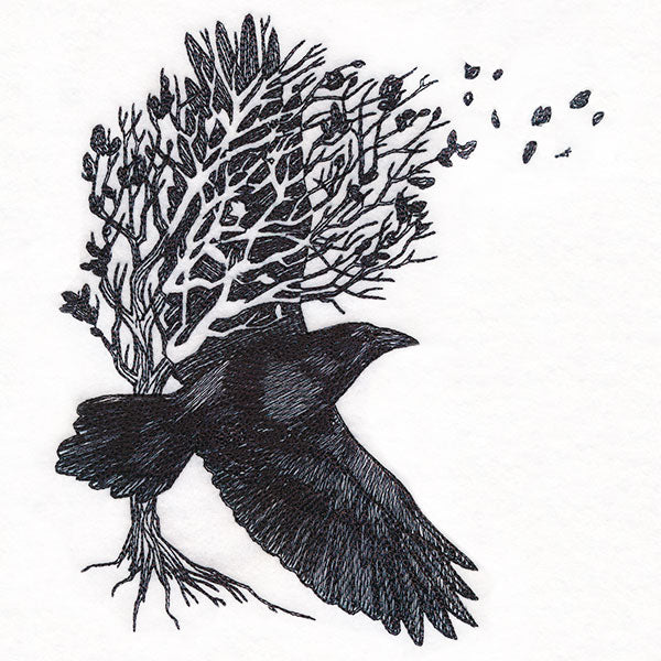 Raven in Autumn Tree