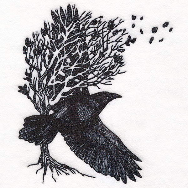 Raven in Autumn Tree