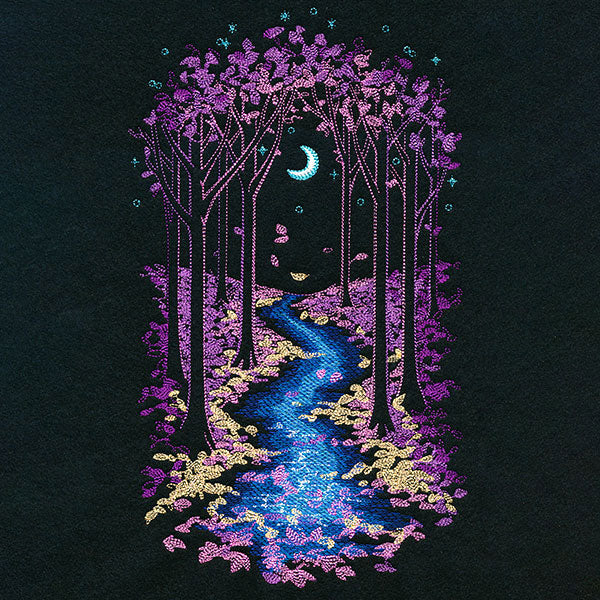 Moonlit Autumn Forest River