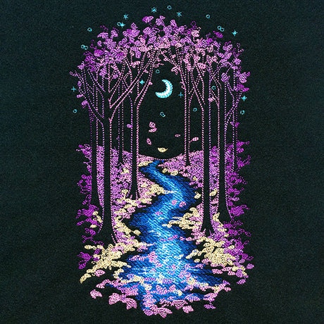 Moonlit Autumn Forest River