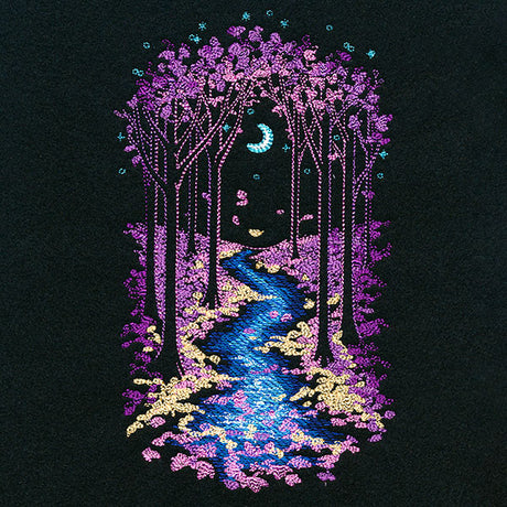 Moonlit Autumn Forest River