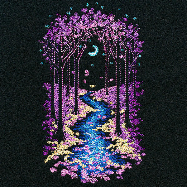 Moonlit Autumn Forest River