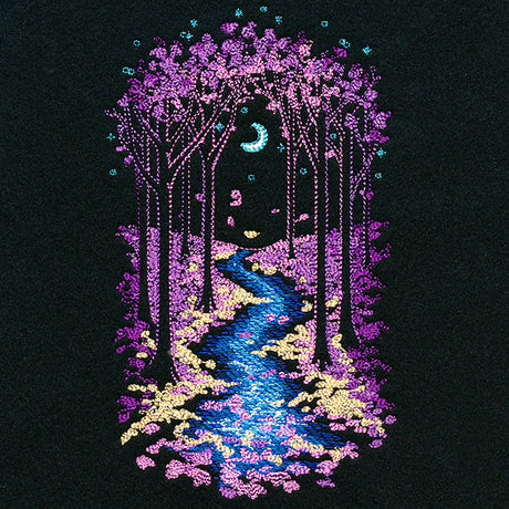 Moonlit Autumn Forest River