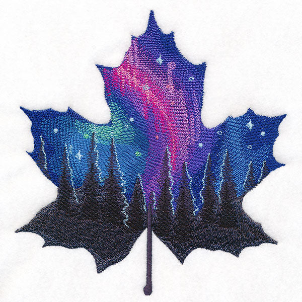 Northern Lights Maple Leaf Silhouette
