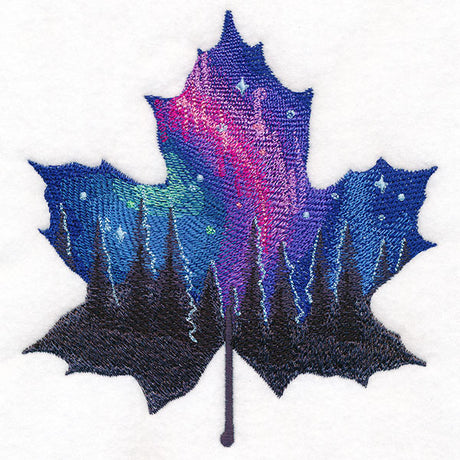 Northern Lights Maple Leaf Silhouette
