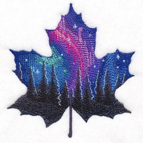 Northern Lights Maple Leaf Silhouette