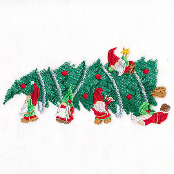 Deck the Halls Christmas Tree Gnome Border