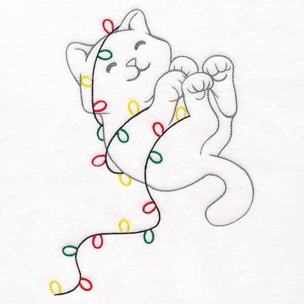 Tangled Up in Christmas Lights Cat