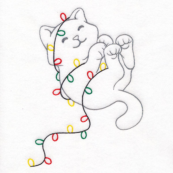 Tangled Up in Christmas Lights Cat