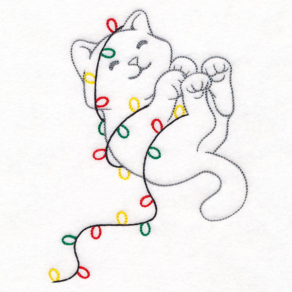 Tangled Up in Christmas Lights Cat