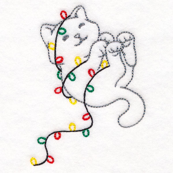 Tangled Up in Christmas Lights Cat
