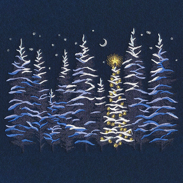 Christmas Lights in the Snowy Forest Border