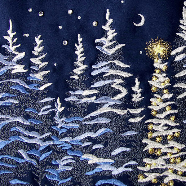 Christmas Lights in the Snowy Forest Border