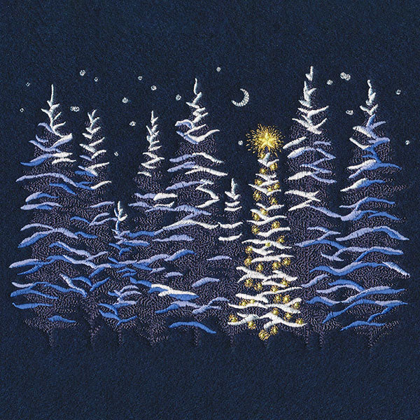 Christmas Lights in the Snowy Forest Border