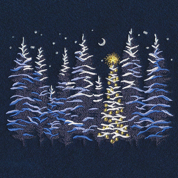 Christmas Lights in the Snowy Forest Border