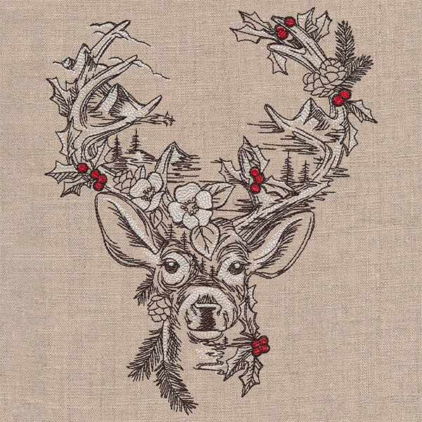 Woodland Christmas Scene Deer