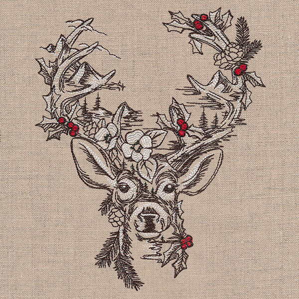 Woodland Christmas Scene Deer