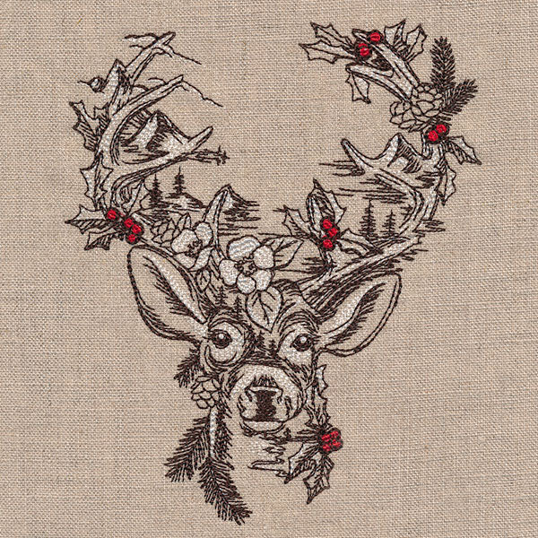 Woodland Christmas Scene Deer