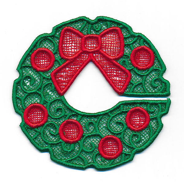 Wine Charm - Christmas Wreath (Lace)