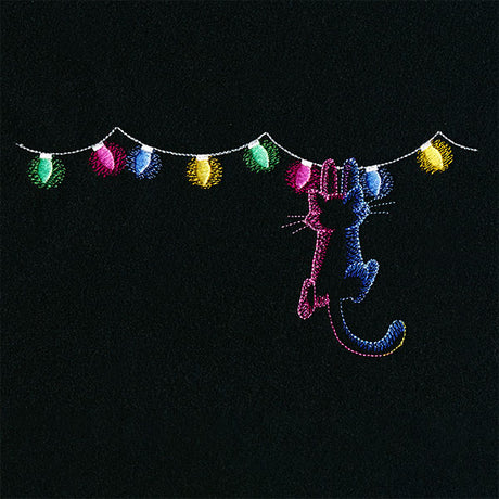 Hanging On Christmas Lights Cat
