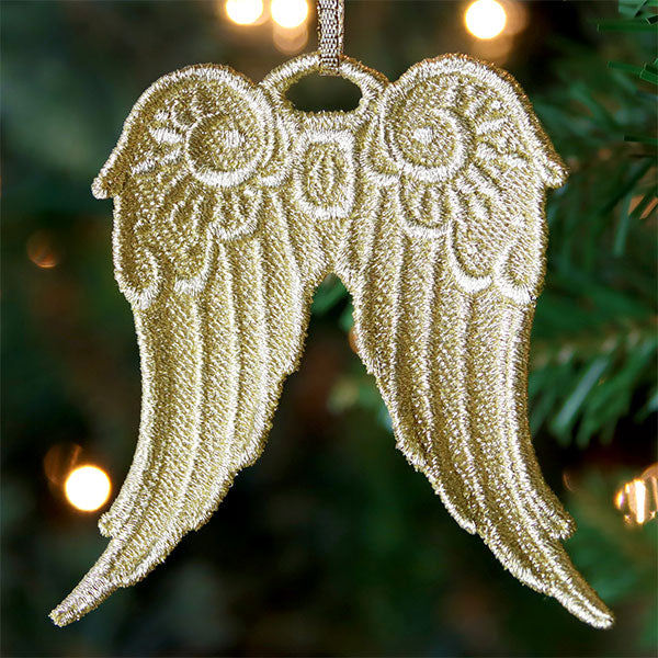 Gilded Texture Christmas Ornament - Angel Wings (Lace)